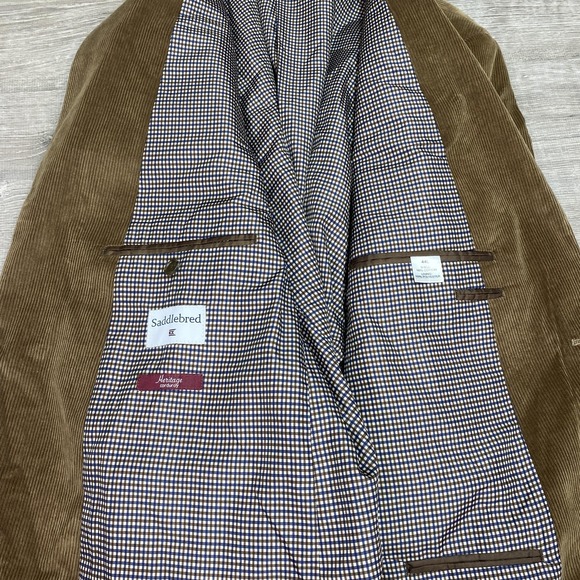 Saddlebred Blazer Mens 44L Brown Corduroy Heritage Sport Coat Elbow Patches - Picture 6 of 12